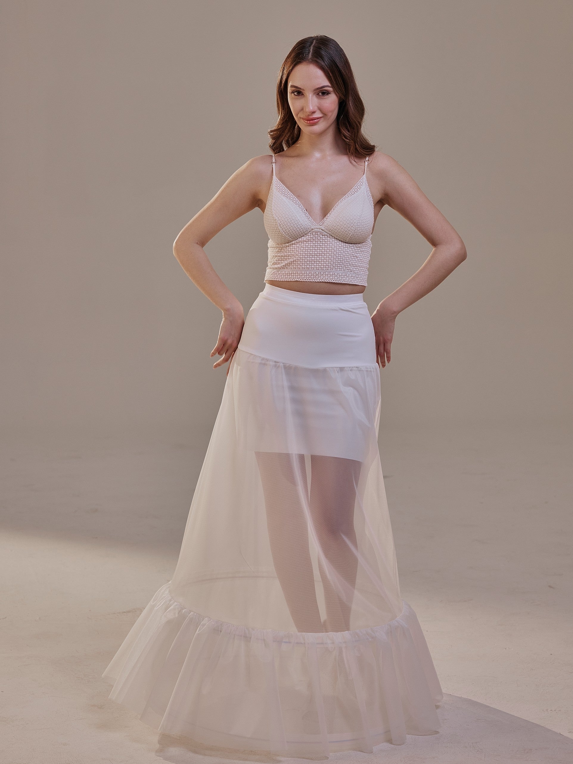 Trumpet Petticoat Skirt with Waist Corsage , Bridal Crinoline Slip