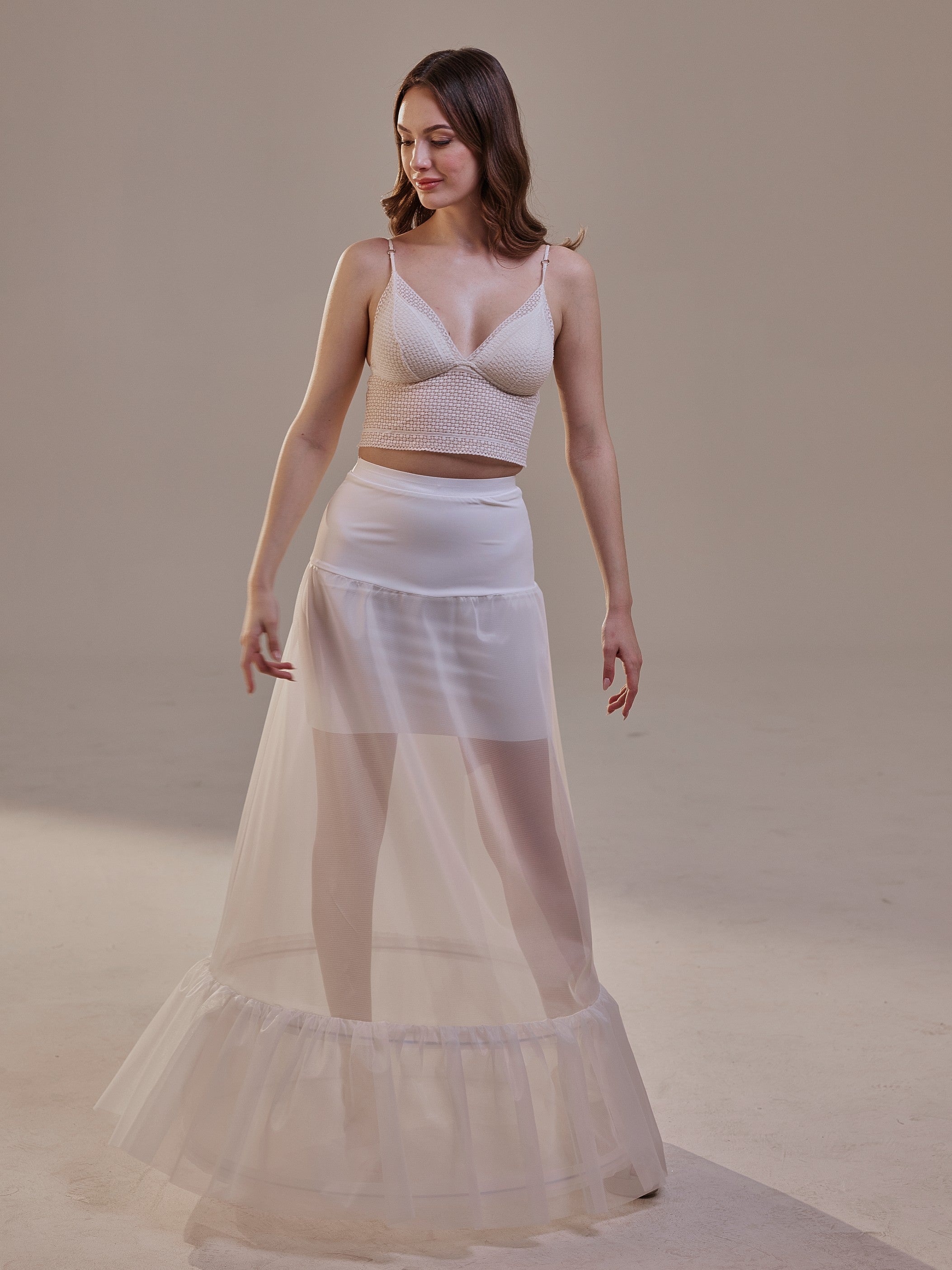 Trumpet Petticoat Skirt with Waist Corsage , Bridal Crinoline Slip