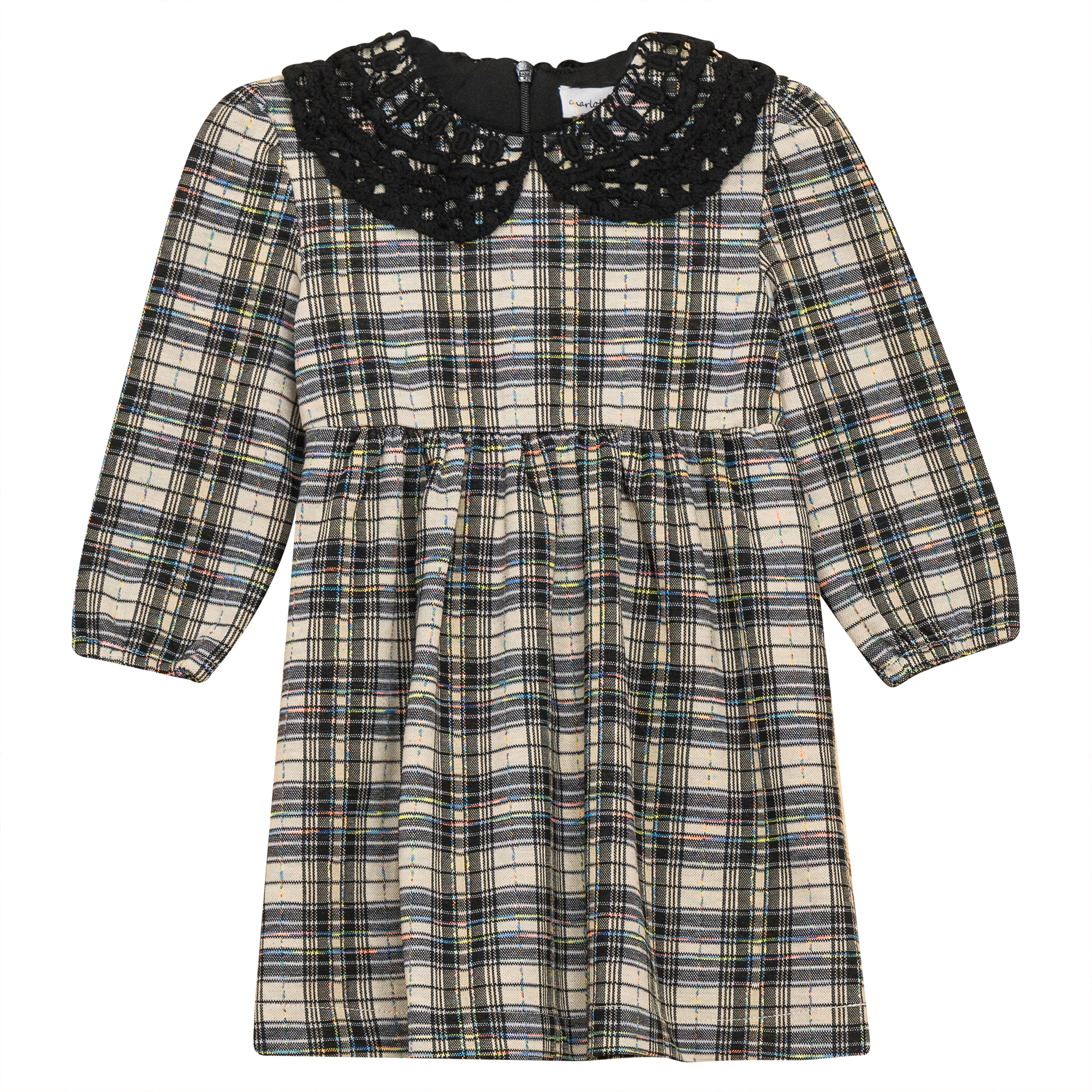 Stretch Plaid High Waist Dress Black