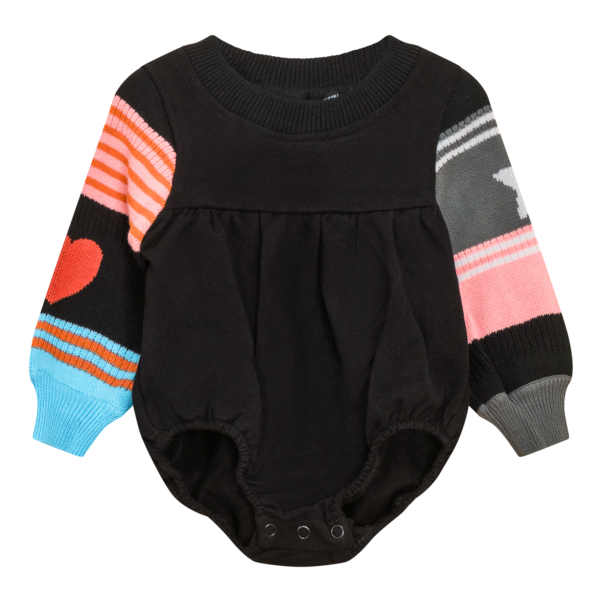 Striped Knit Fleece Bubble Black Pink