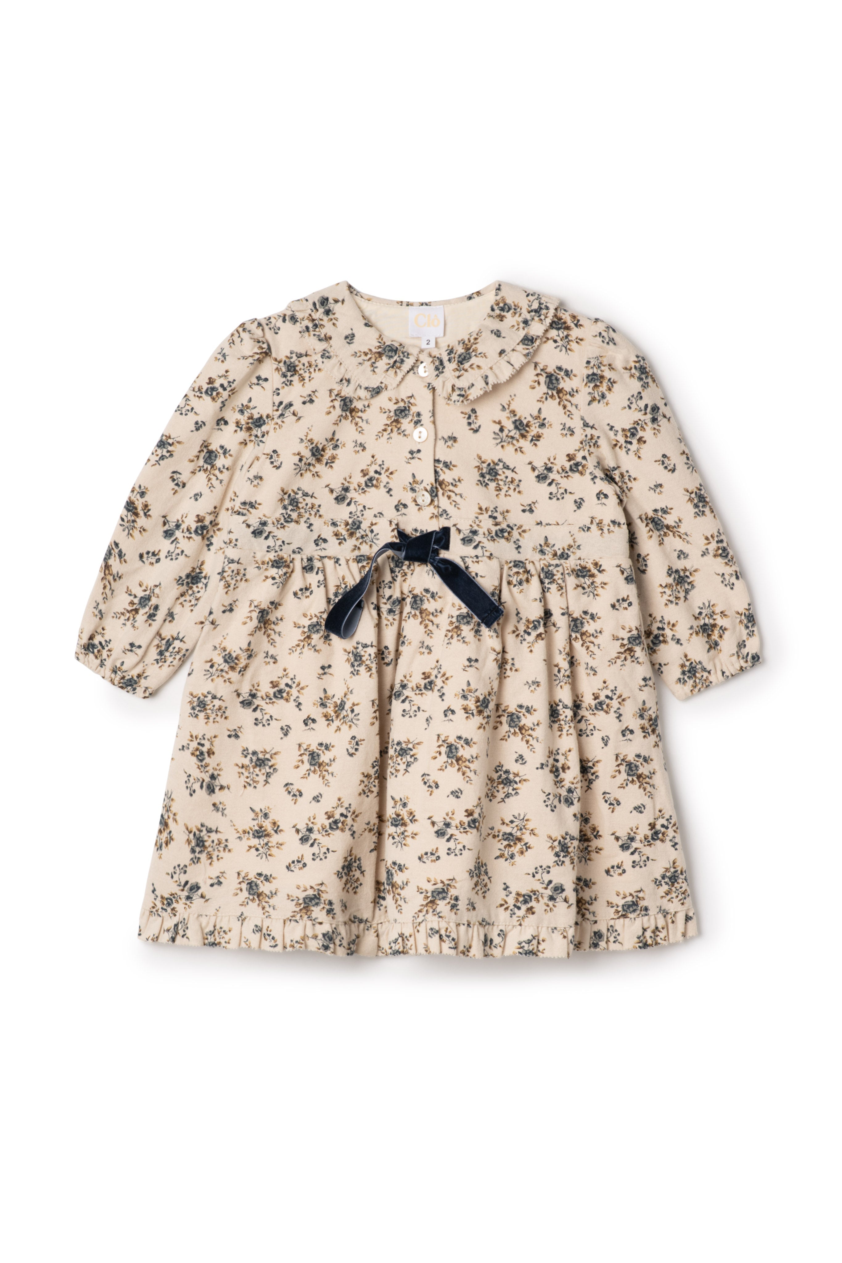 Flower Print Lace Dress Cream