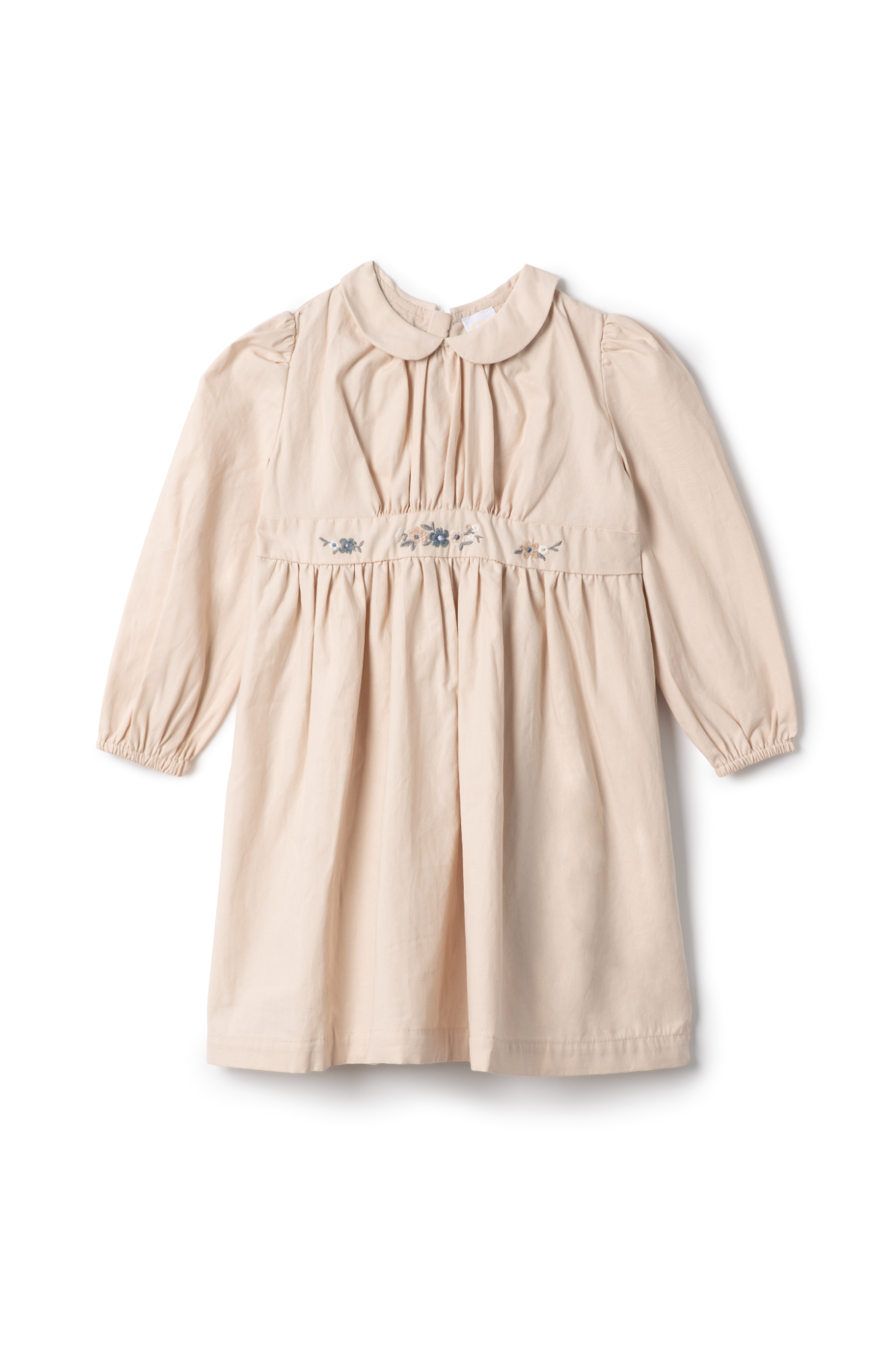 Floral Embroidered Dress Beige