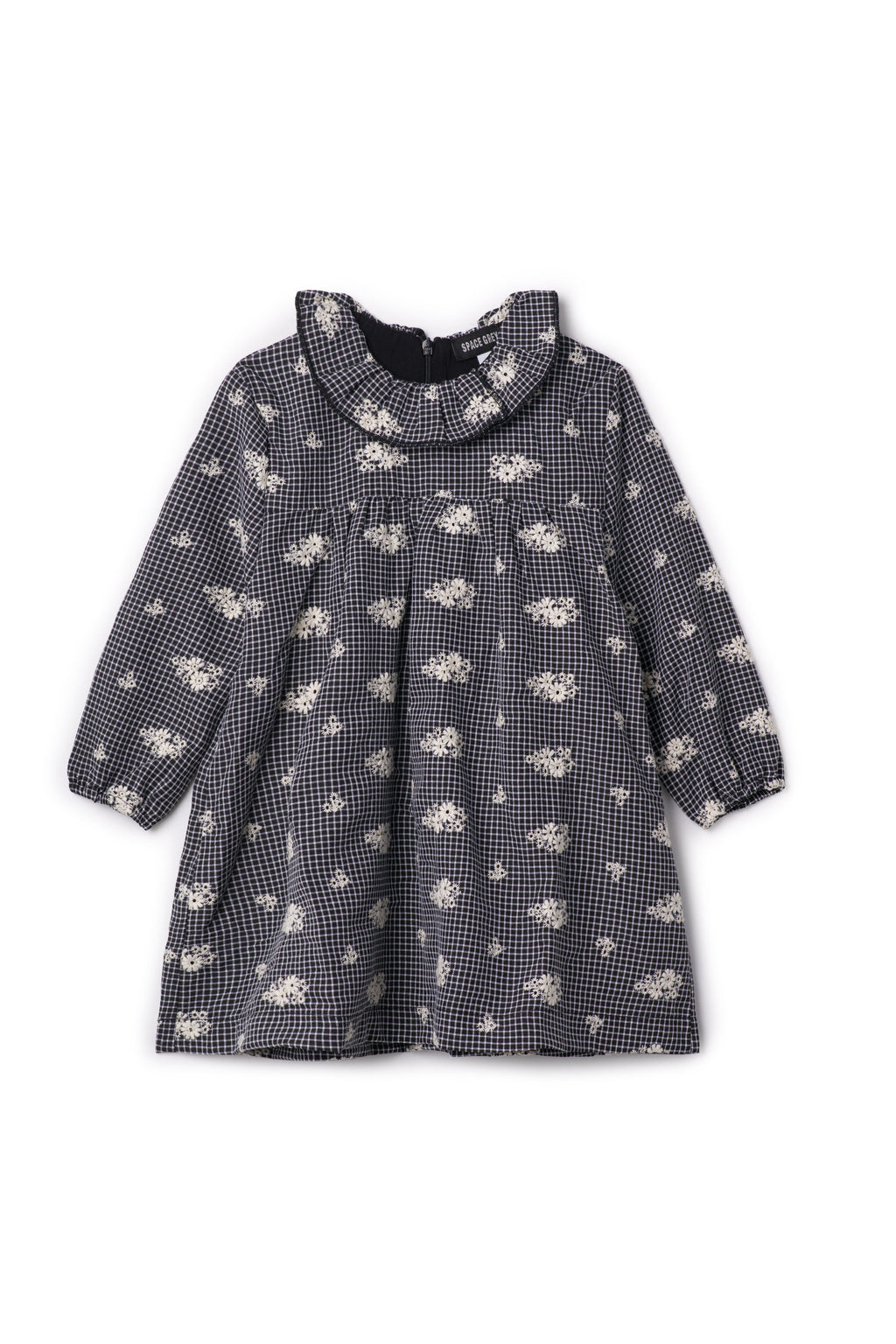Checkered Embroidered Dress Black