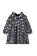 Checkered Embroidered Dress Black