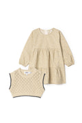 Woven Dress Vest Set Beige