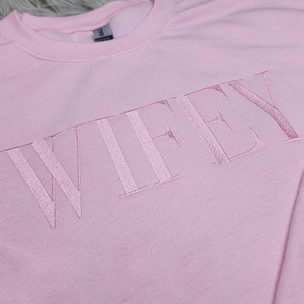 Embroidered “Wifey” Sweatshirt – Cozy Crewneck Perfect Gift for Her Sweatshirt Pink