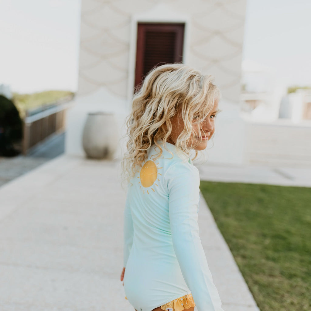 Mia Rainbow Zip Rash Guard Swimsuit