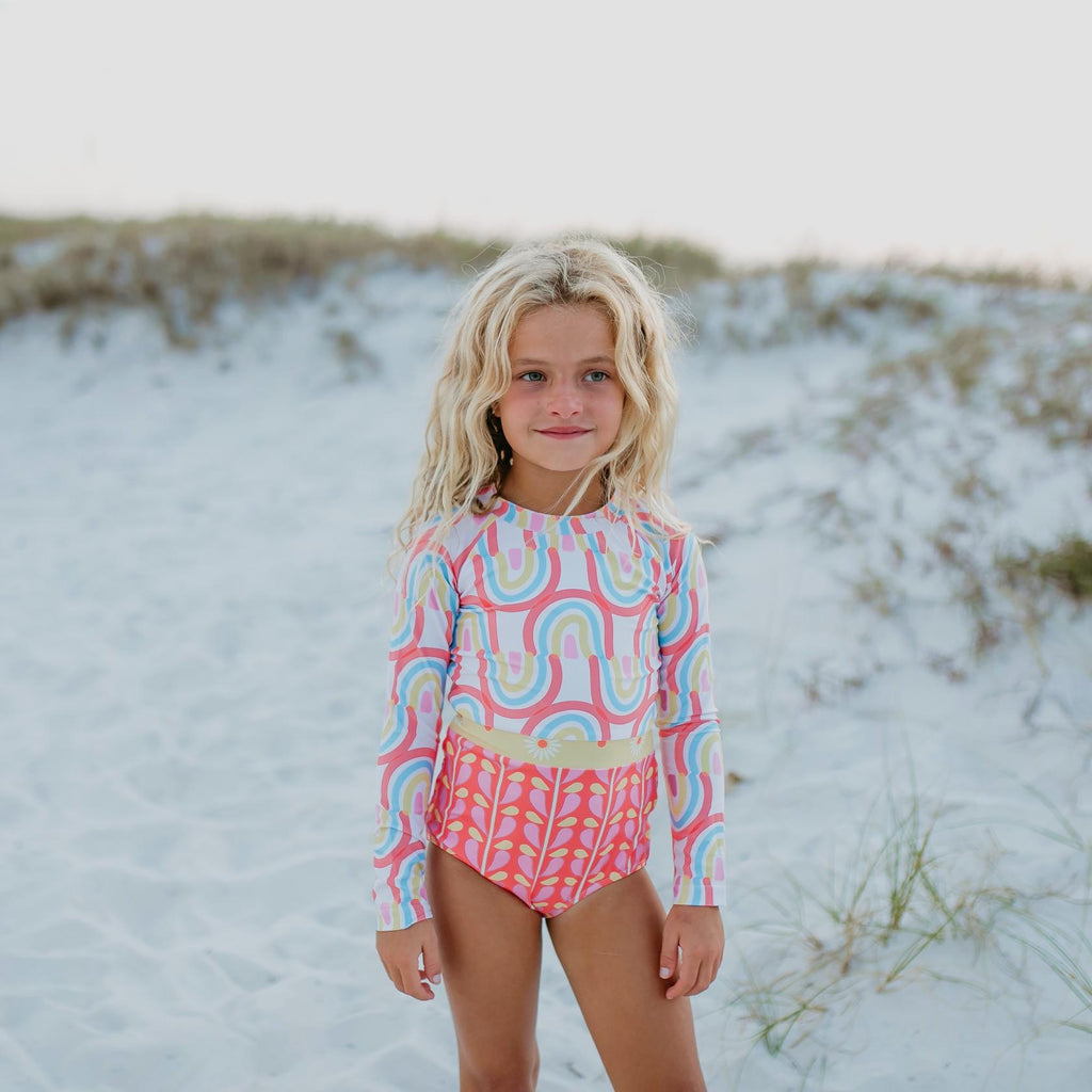 Lainey Zip Rash Rainbow Row Swimsuit