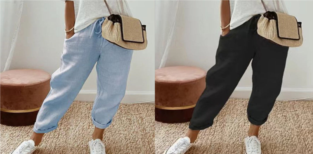 Women’s Cotton Linen Casual Pants – Solid Color Set5