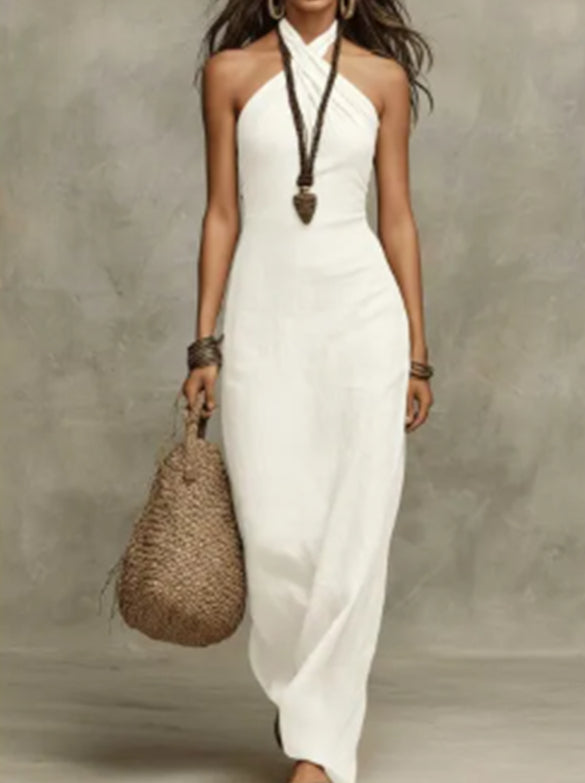 Women's Plus Size Jumpsuit – Casual Solid Color Relaxed Fit White