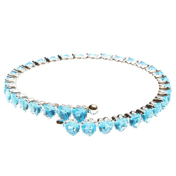 Adjustable Pink Heart CZ Spring Wrap Bracelet For Women