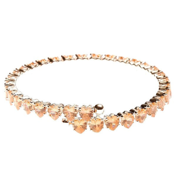 Adjustable Pink Heart CZ Spring Wrap Bracelet For Women