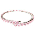 Adjustable Pink Heart CZ Spring Wrap Bracelet For Women One Silver-Pink