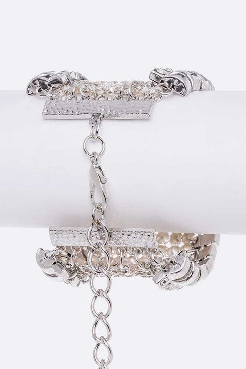 Adjustable Rhinestone Chain Mesh Statement Bracelet