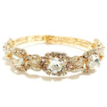 Antique Floral Rhinestone Spring Bracelet Gold Vines One Gold-Clear