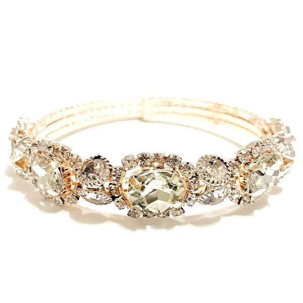 Antique Floral Rhinestone Spring Bracelet Gold Vines