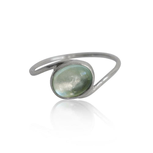 Aquamarine Sterling Silver Ring 925 Cabochon Band Delicate 6