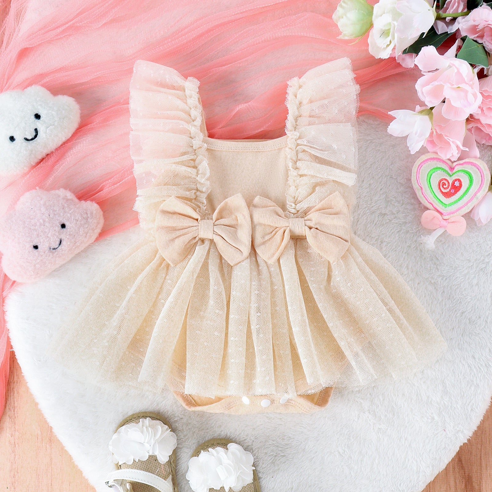 Jumpsuit Baby Net Skirt Princess Poris Dress Baby Skirt Baby Body Pants Jumpsuit Apricot
