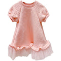 Mesh Short Sleeve Dress Princess Dress Pink