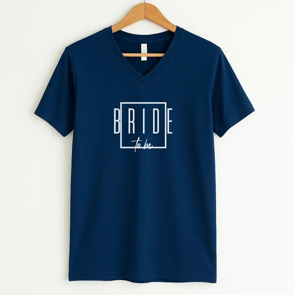 Bach Crew Bride To be Party Bachelorette V-Neck T-shirt Bride to Be Navy