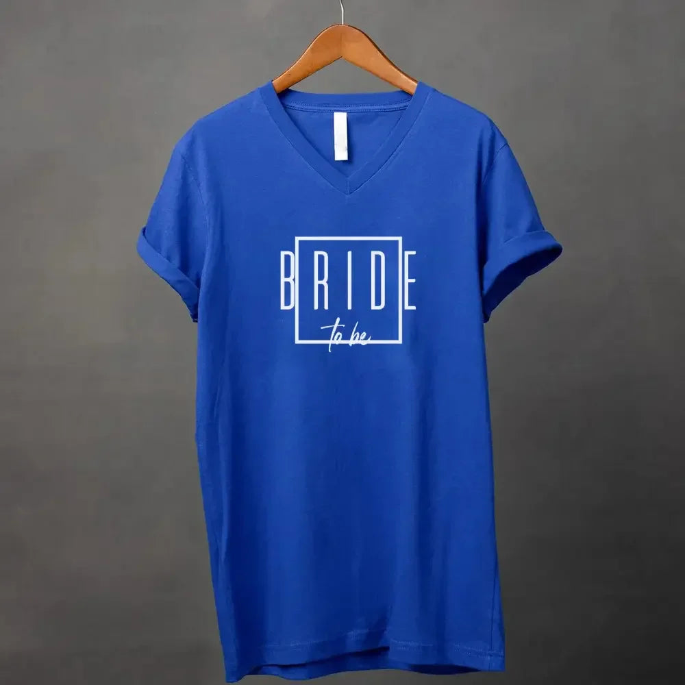 Bach Crew Bride To be Party Bachelorette V-Neck T-shirt Bride to Be Royal Blue