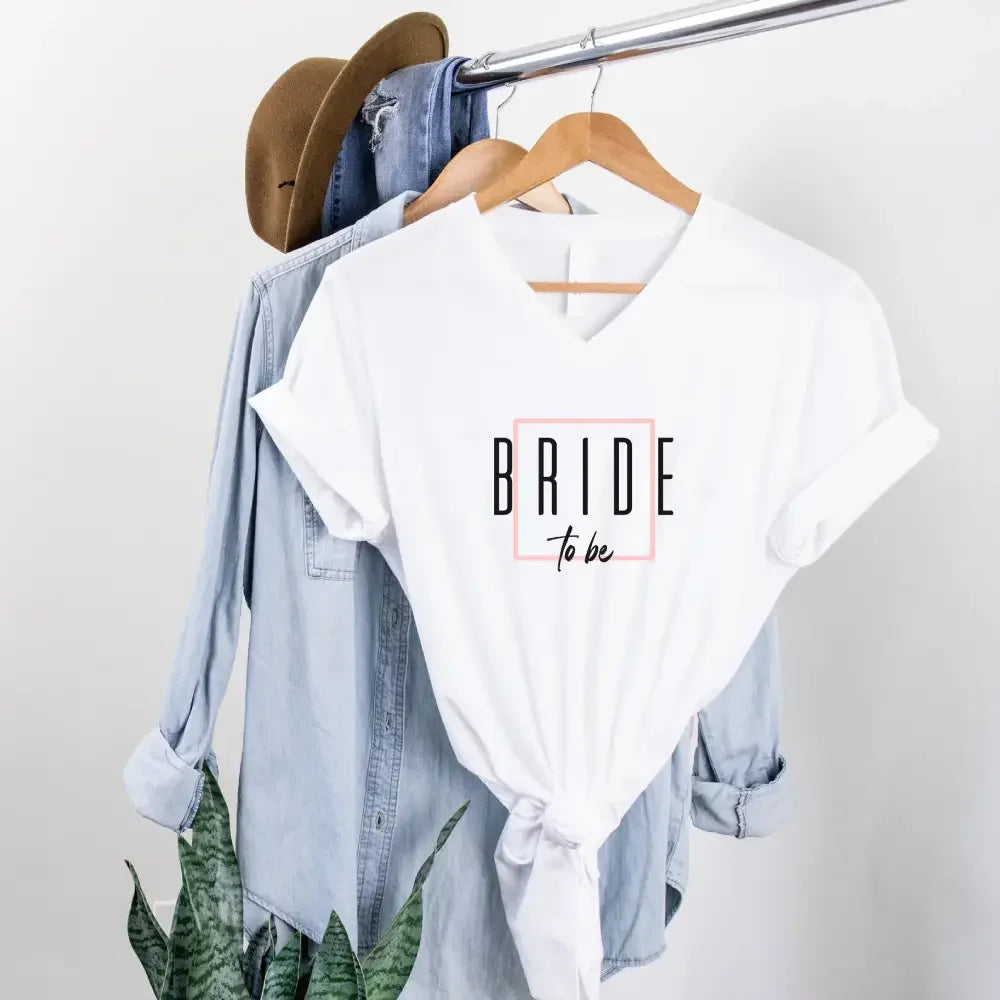 Bach Crew Bride To be Party Bachelorette V-Neck T-shirt Bride to Be White