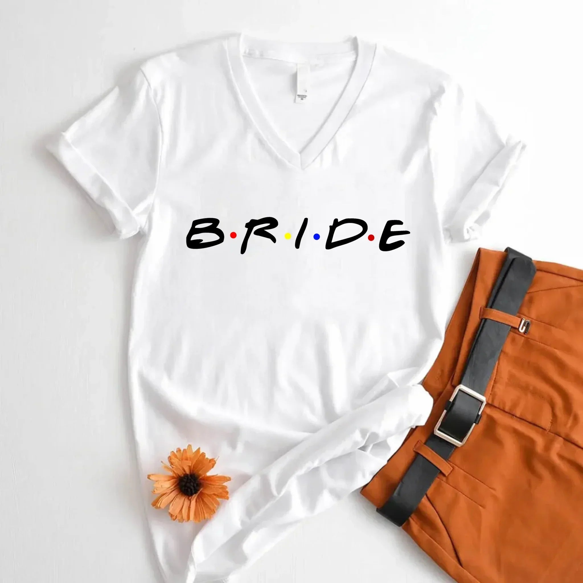 💎 Bachelorette Party Shirts Bride, I Do Crew V-Neck Tee 🍾 Bride White