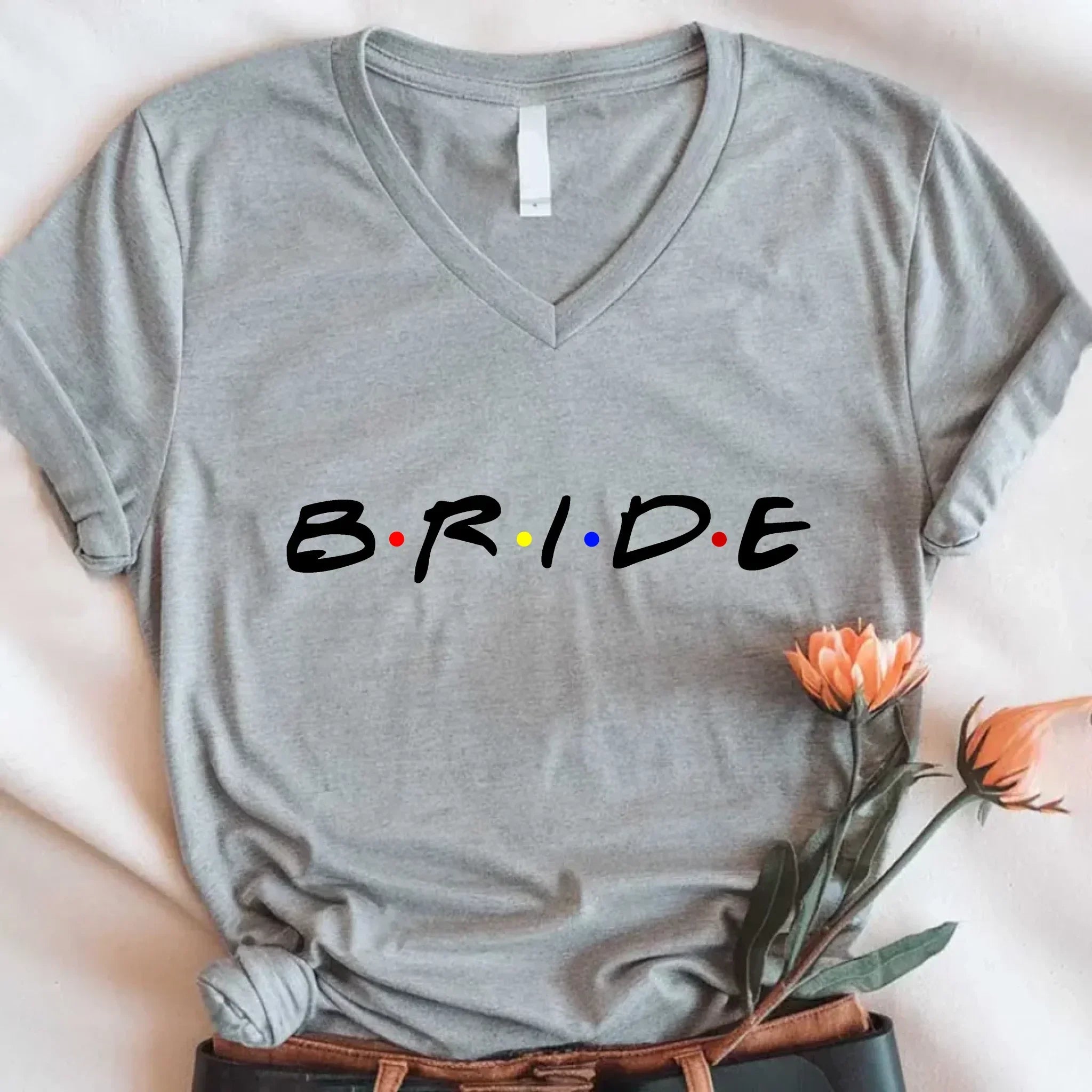 💎 Bachelorette Party Shirts Bride, I Do Crew V-Neck Tee 🍾 Bride Sport Grey