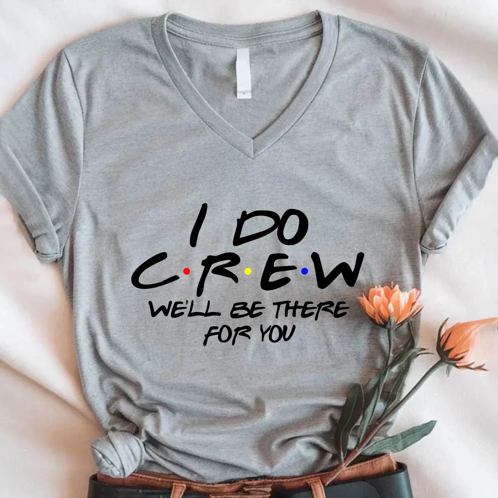 💎 Bachelorette Party Shirts Bride, I Do Crew V-Neck Tee 🍾 Crew Sport Grey