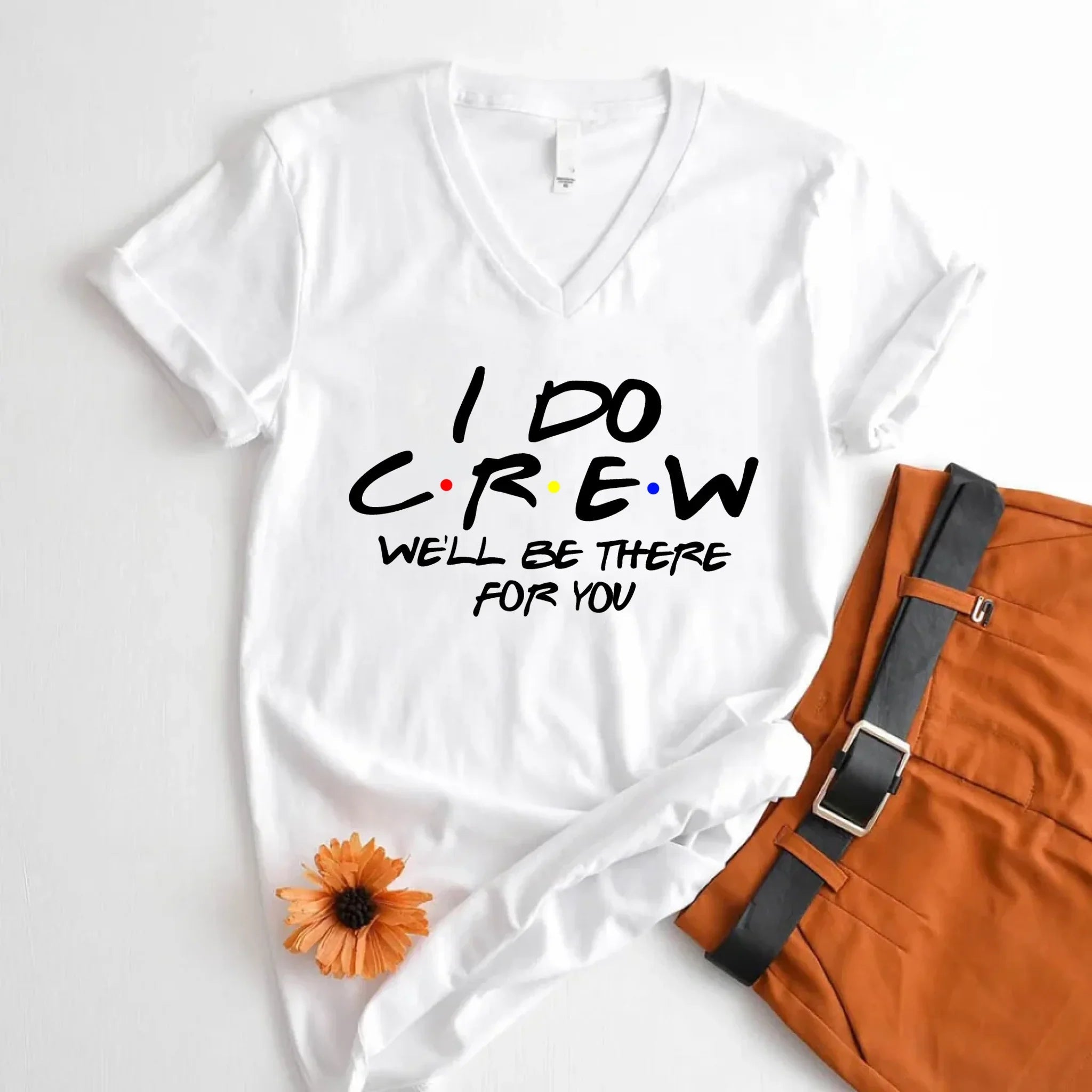 💎 Bachelorette Party Shirts Bride, I Do Crew V-Neck Tee 🍾 Crew White