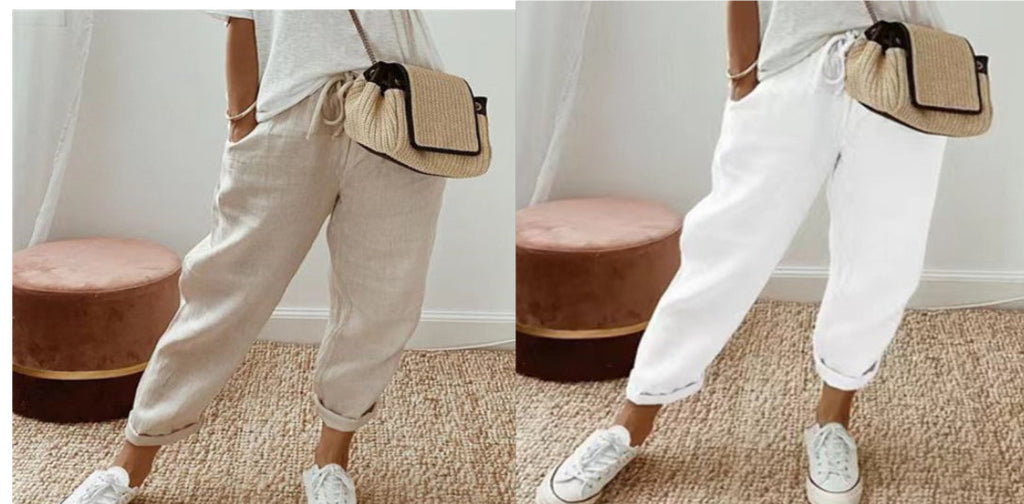 Women’s Cotton Linen Casual Pants – Solid Color Set1
