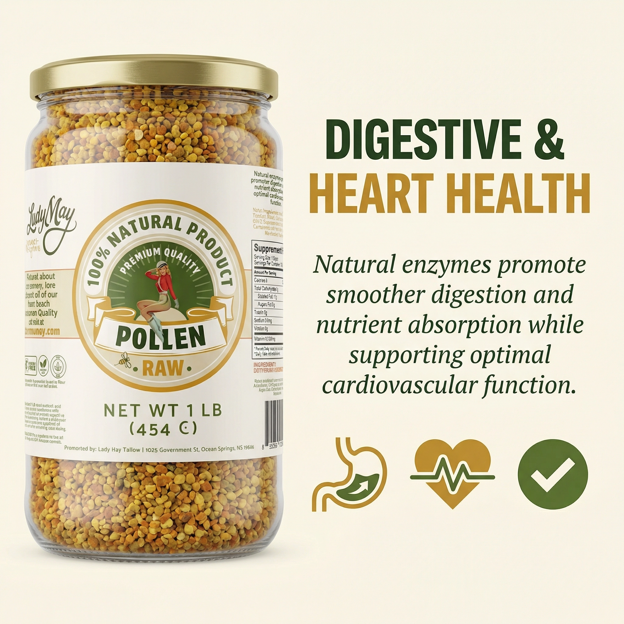 Honeymakers Raw Bee Pollen Granules by The Lady May – 100% Pure, Unheated – Non-GMO, Gluten-Free, Rich in Protein & Antioxidants (24 oz)