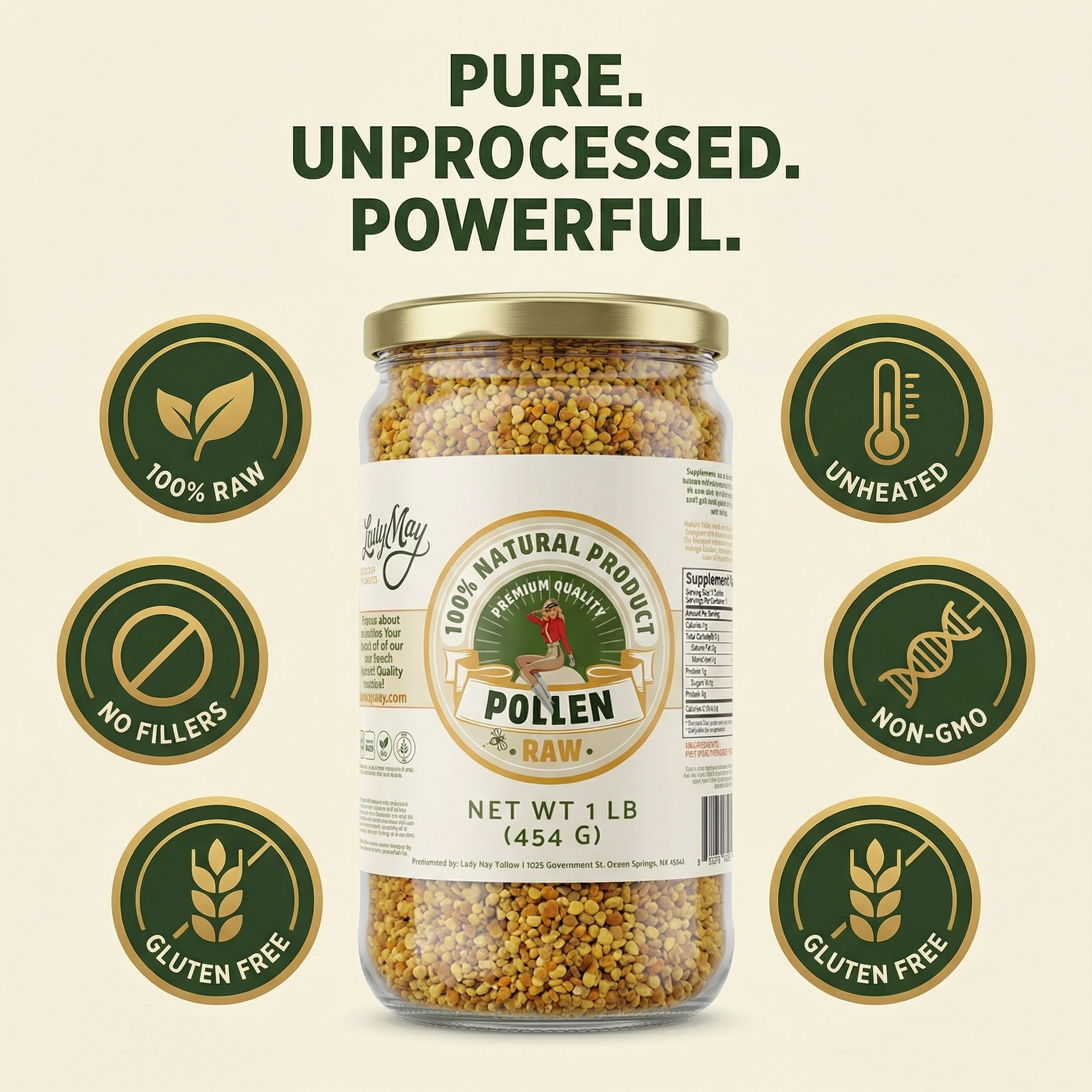 Honeymakers Raw Bee Pollen Granules by The Lady May – 100% Pure, Unheated – Non-GMO, Gluten-Free, Rich in Protein & Antioxidants (24 oz)