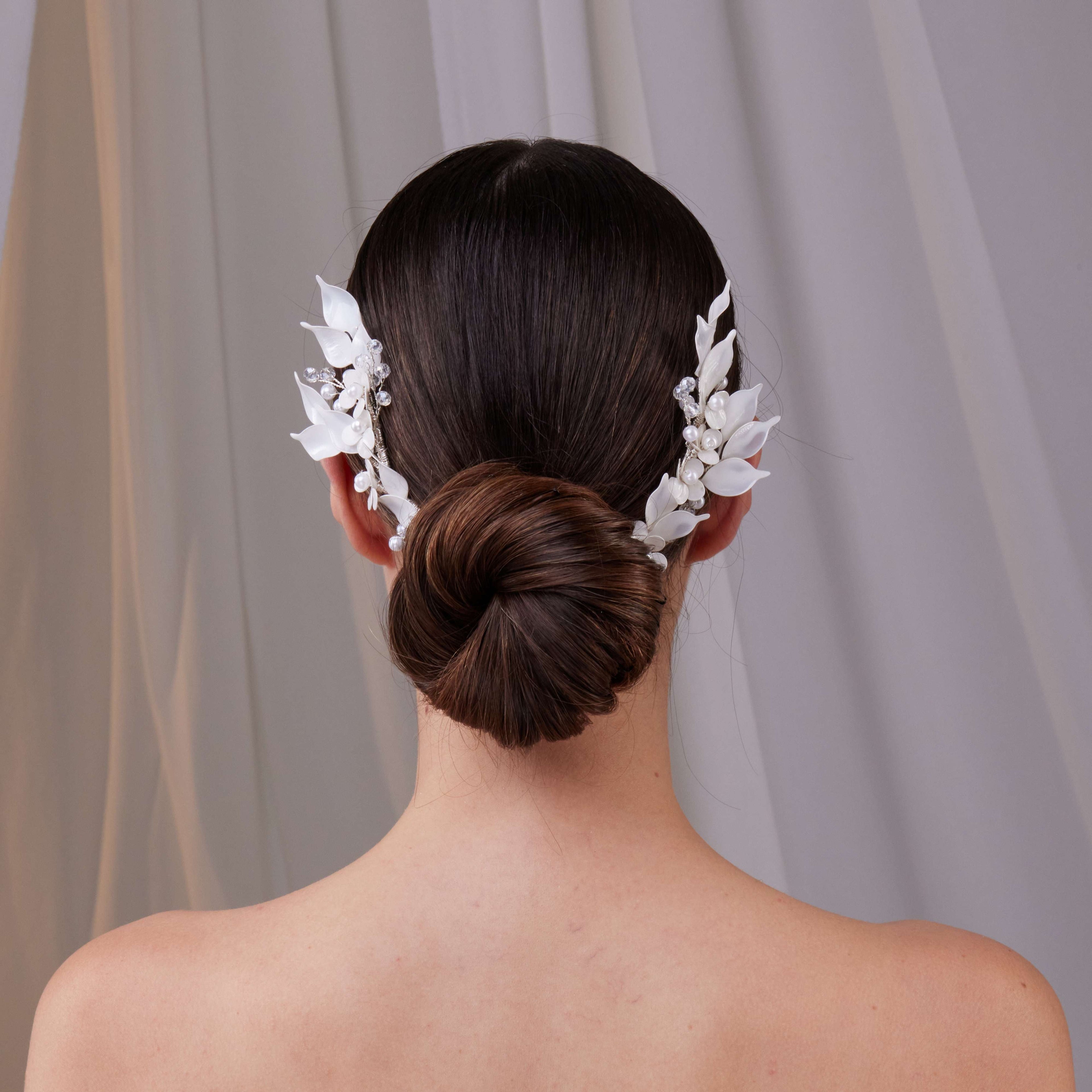 Two-Piece Resin Flower Bridal Hair Vine Set