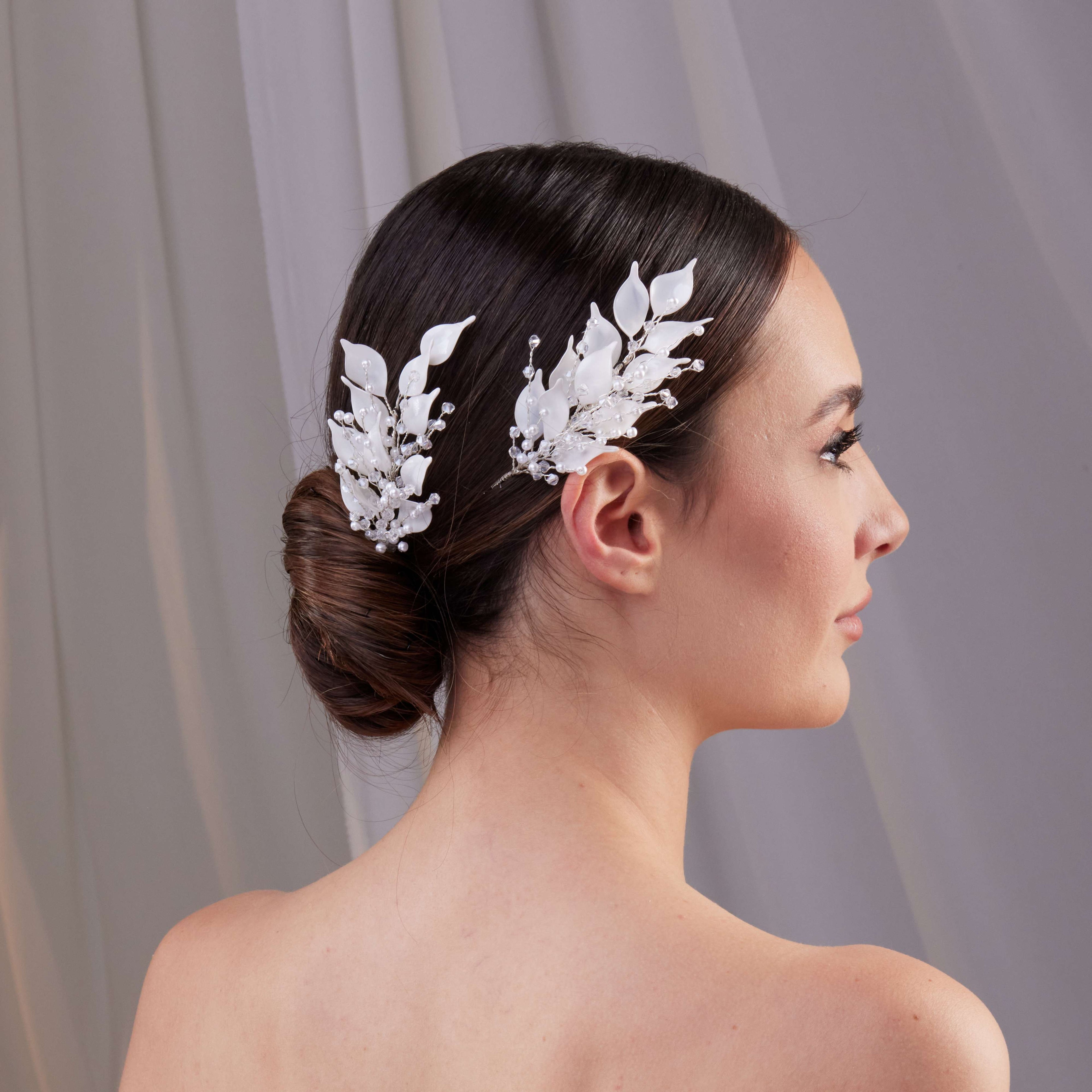 Two-Piece Resin Flower Bridal Hair Vine Set