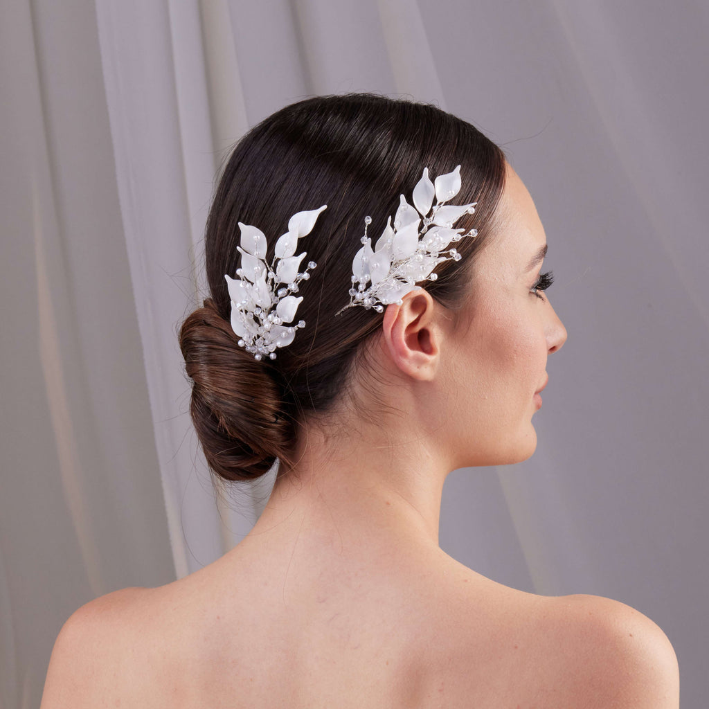 Two-Piece Resin Flower Bridal Hair Vine Set