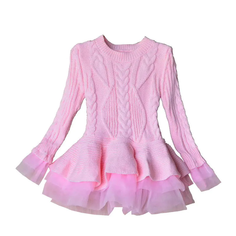 Girls' Sweater Dress Long Sleeve Pink 120cm