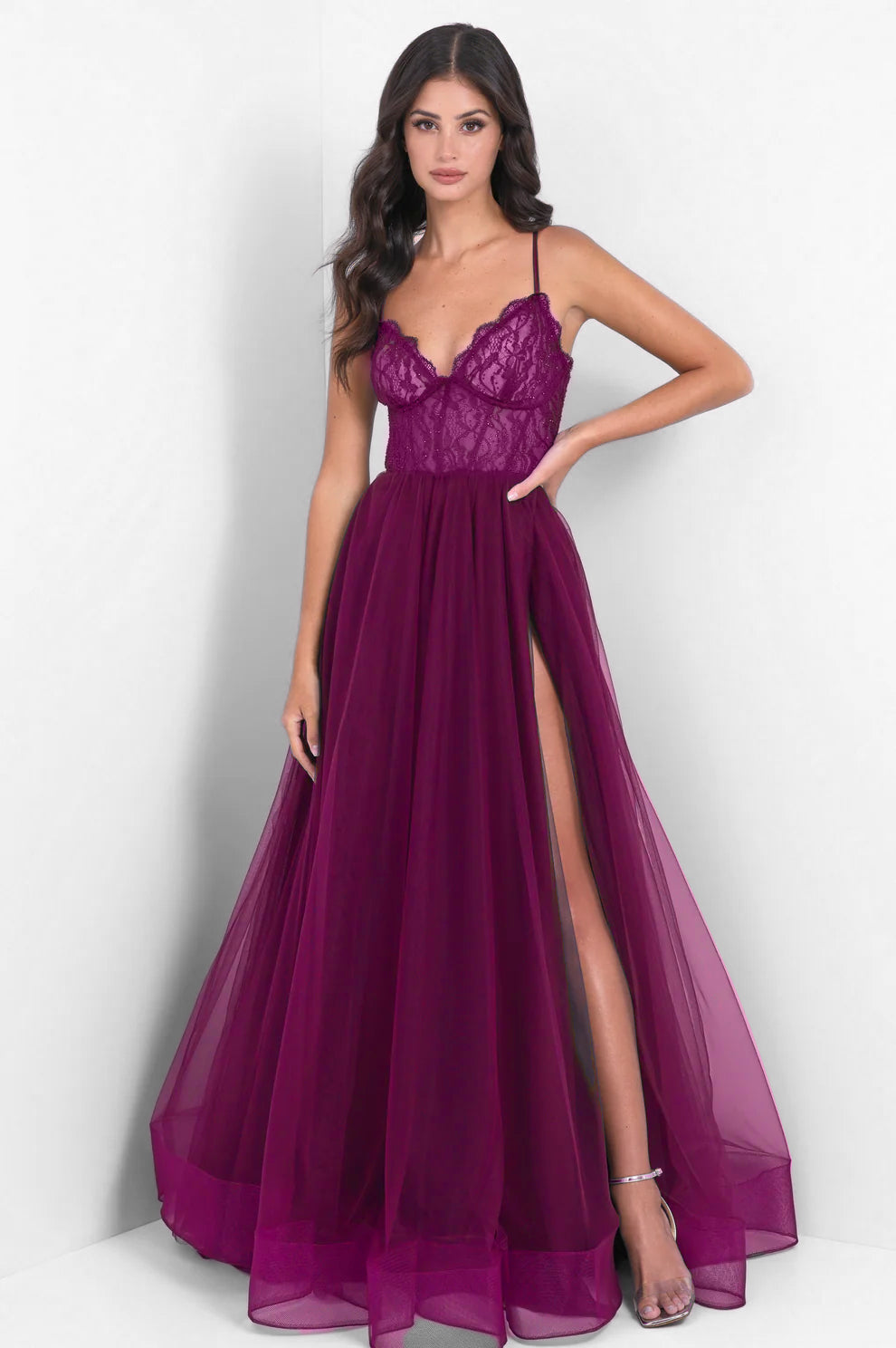 Dani Gown - Mulberry - Lace & Tulle A-line Dress XL