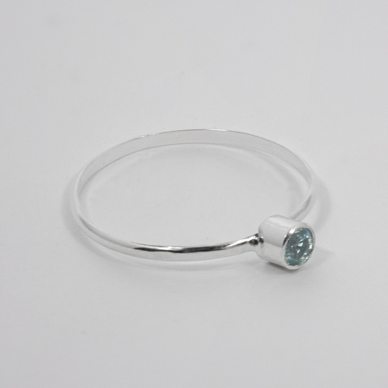 Blue Topaz Sterling Silver Bezel Ring Minimalist Promise