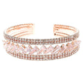 Bold Baguette CZ Spring Bracelet Rose Gold Sparkle Cuff One Rose Gold-Clear