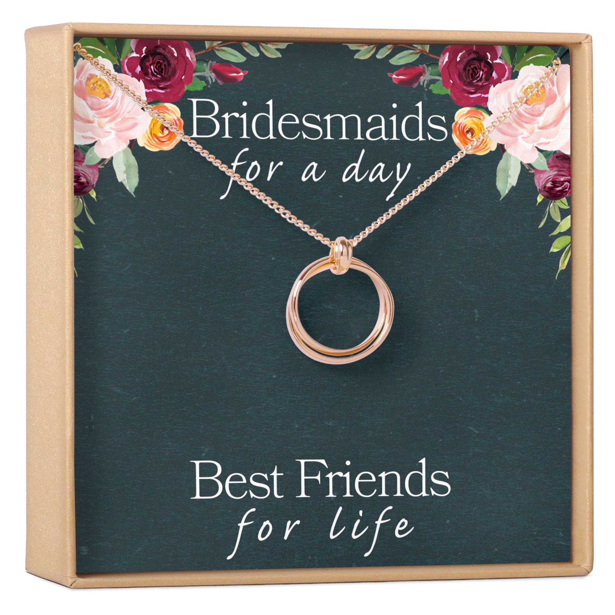 Bridesmaids Necklace, Multiple Styles Stacked Circles Rose Gold