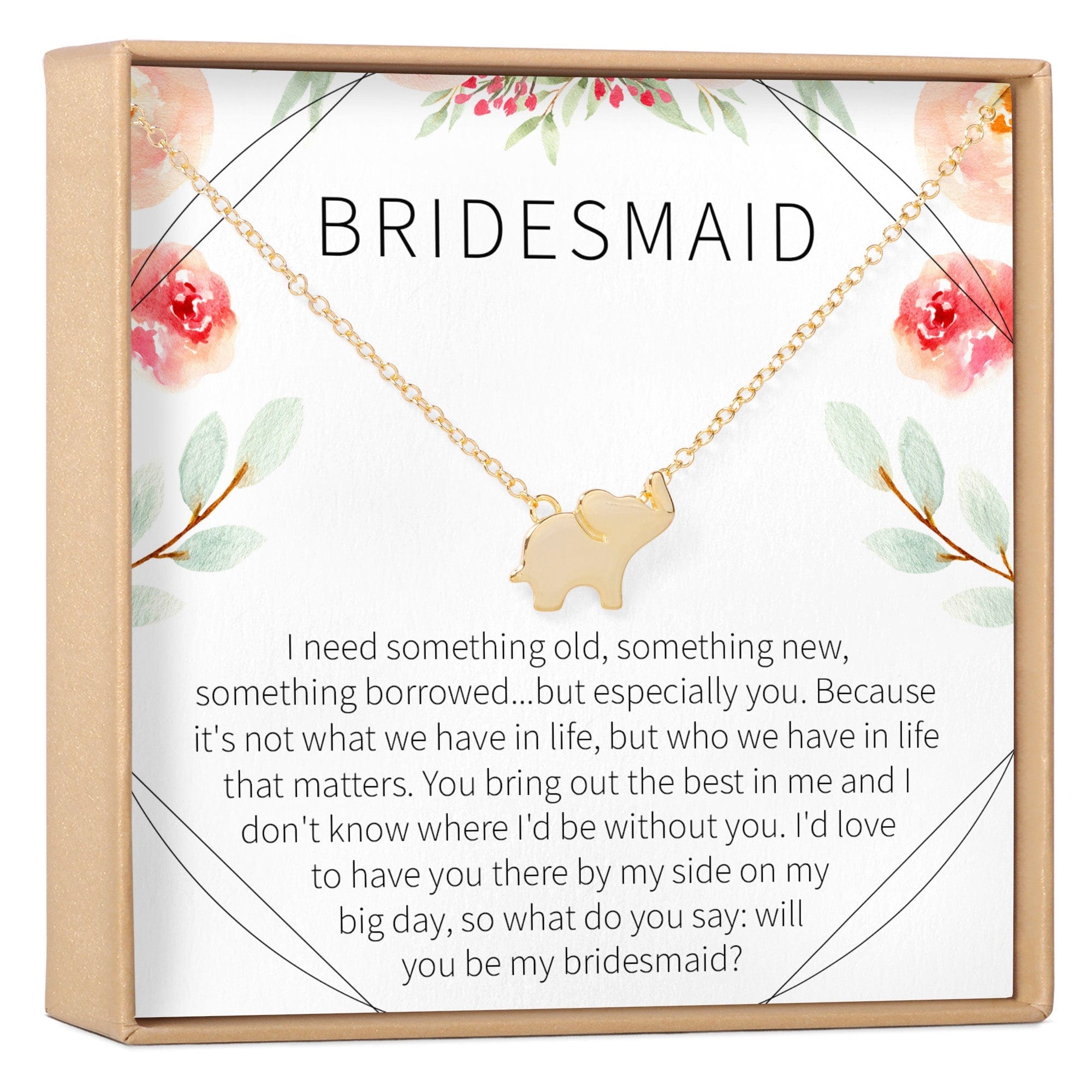 Bridesmaids Necklace, Multiple Styles Elephant Gold