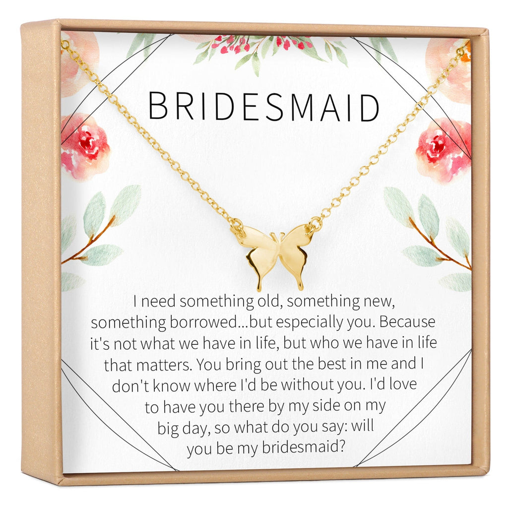 Bridesmaids Necklace, Multiple Styles Butterfly Gold