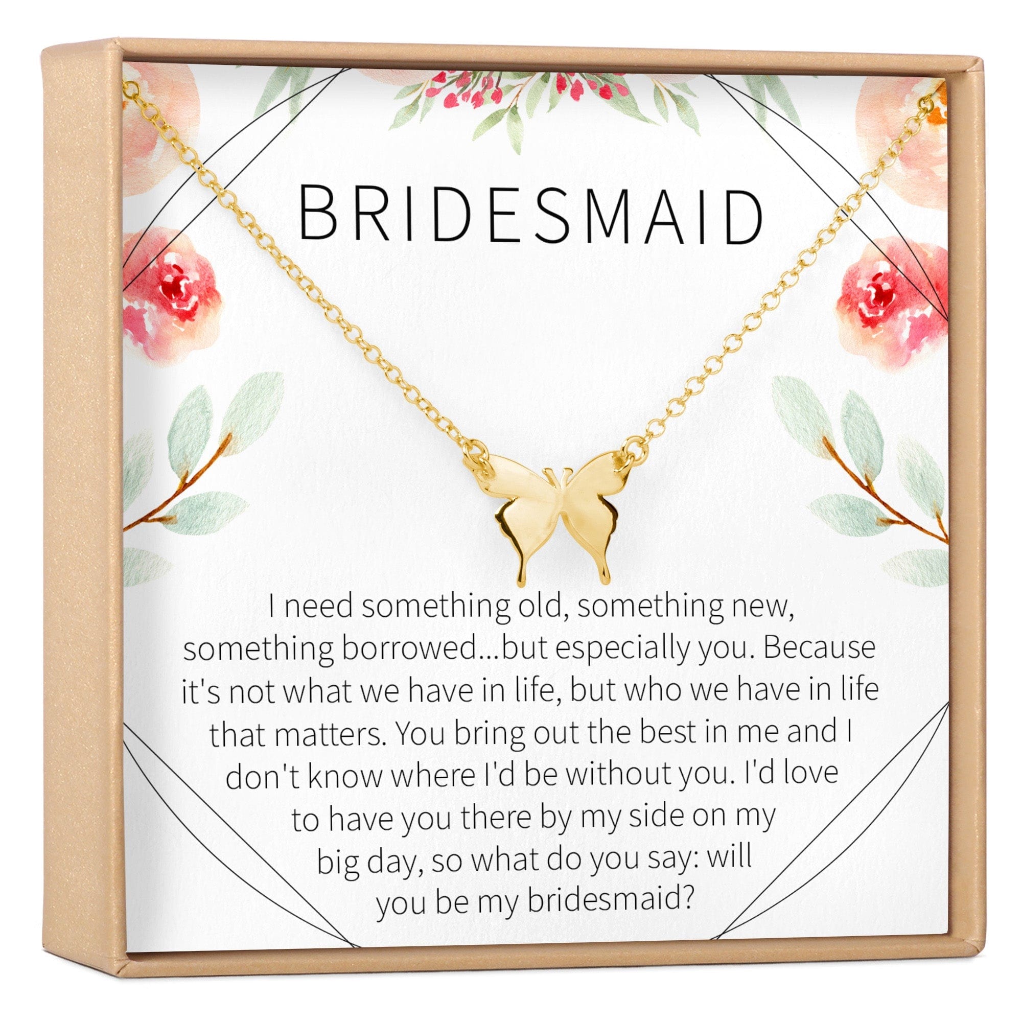 Bridesmaids Necklace, Multiple Styles Butterfly Gold