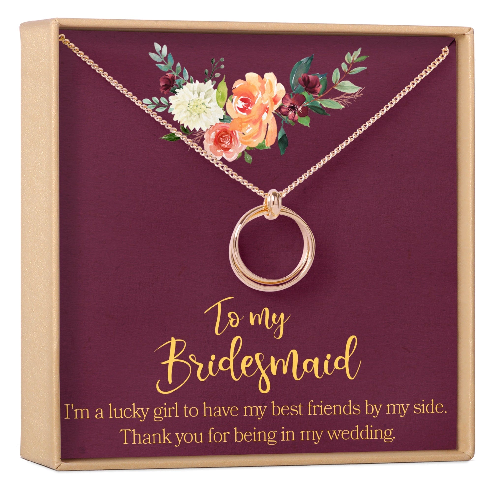 Bridesmaids Necklace, Multiple Styles Stacked Circles Rose Gold