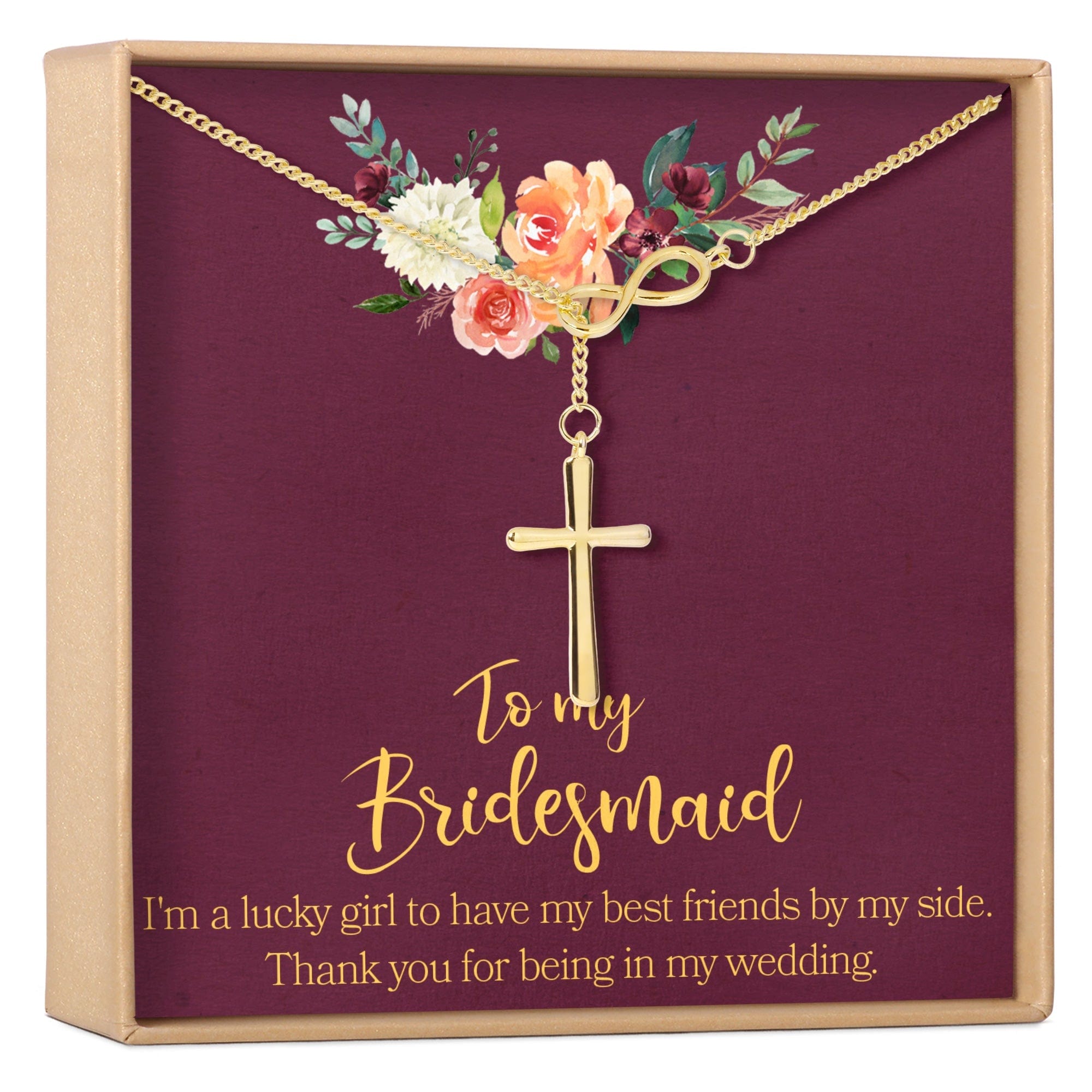 Bridesmaids Necklace, Multiple Styles Infinity Cross Gold