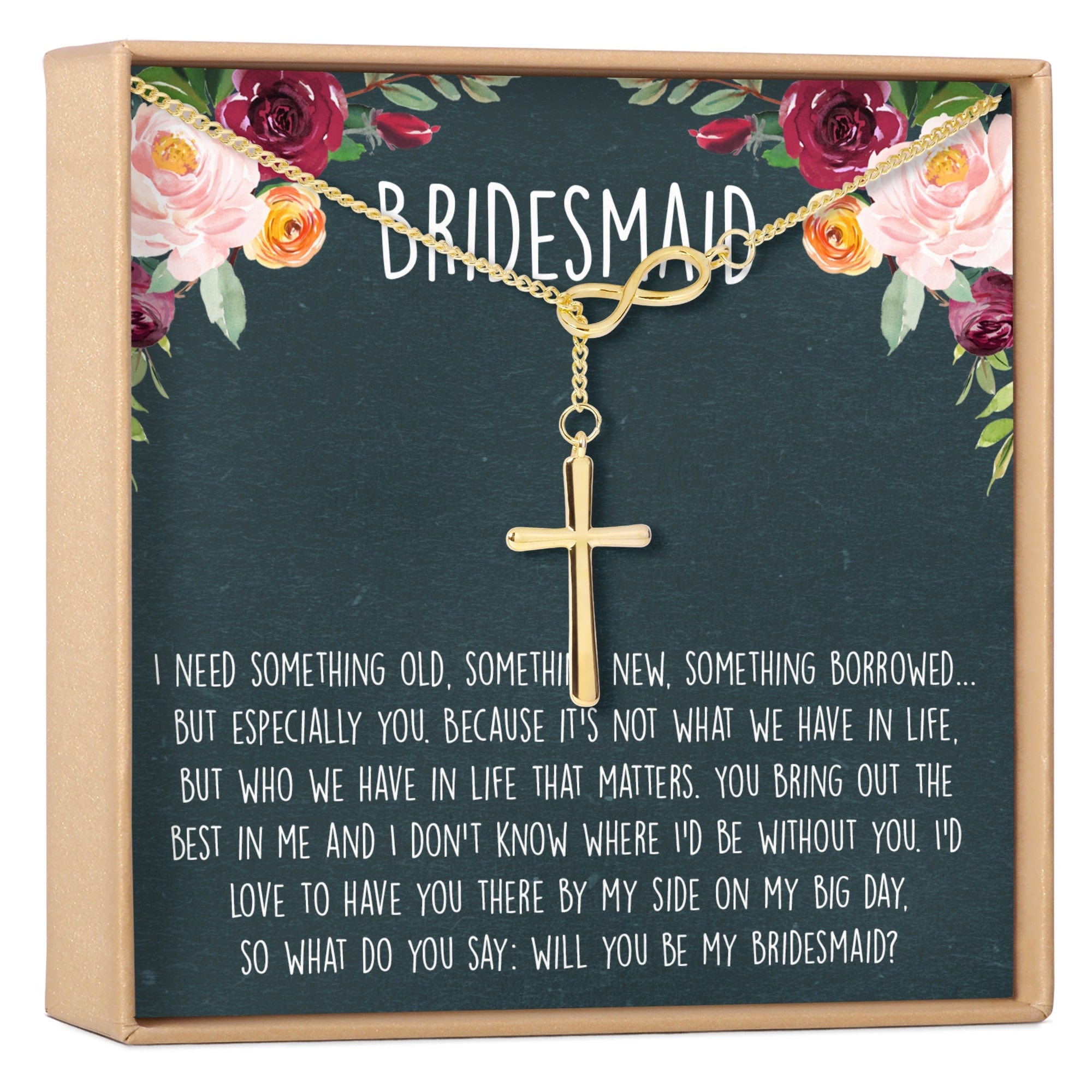 Bridesmaids Necklace, Multiple Styles Infinity Cross Gold