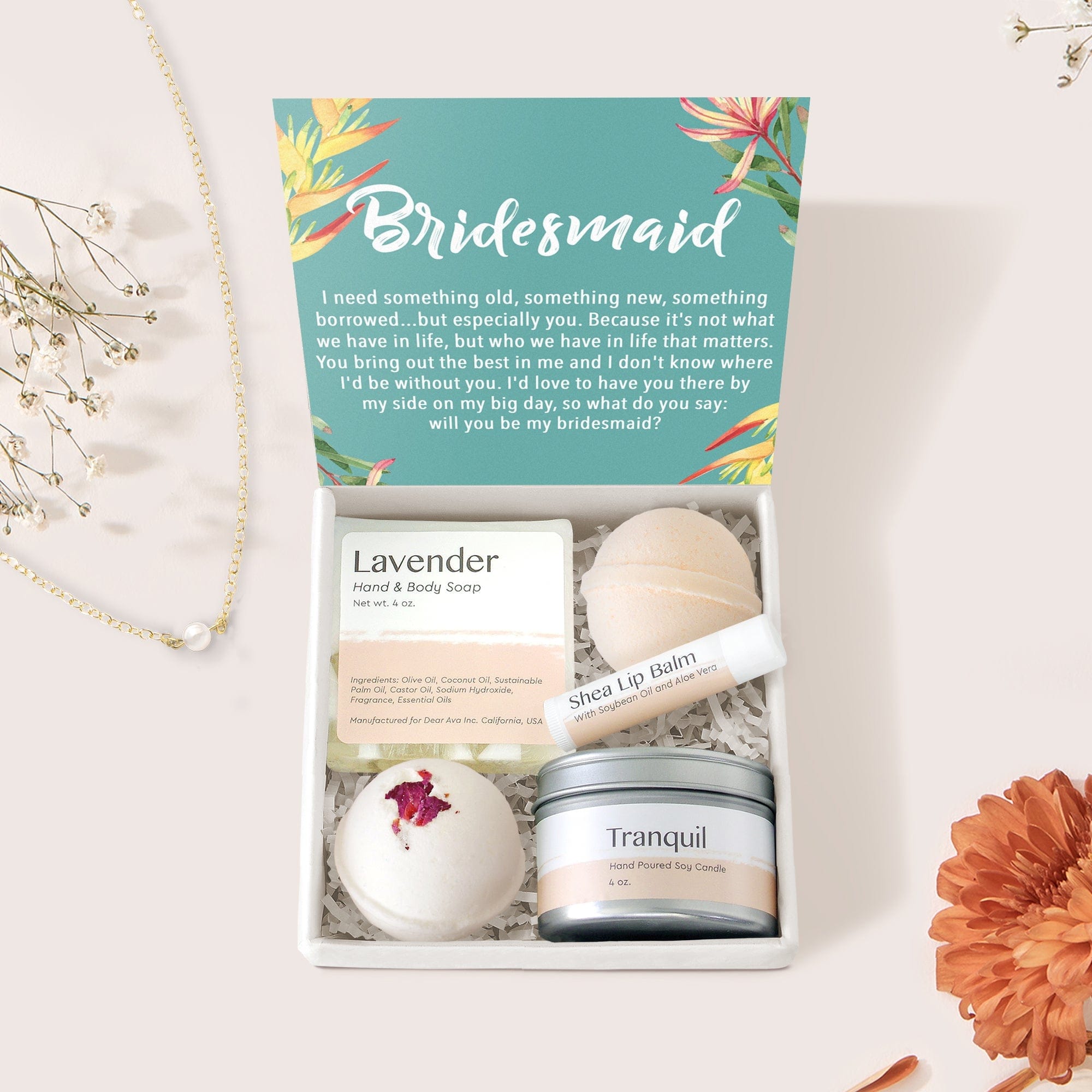 Bridesmaids Spa Gift Box Pearl Necklace