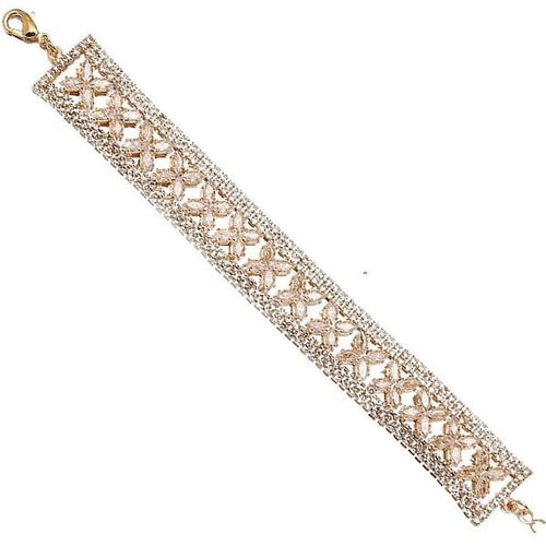 Butterfly Clover Rhinestone Link Bracelet Gold Plated One Gold-Clear
