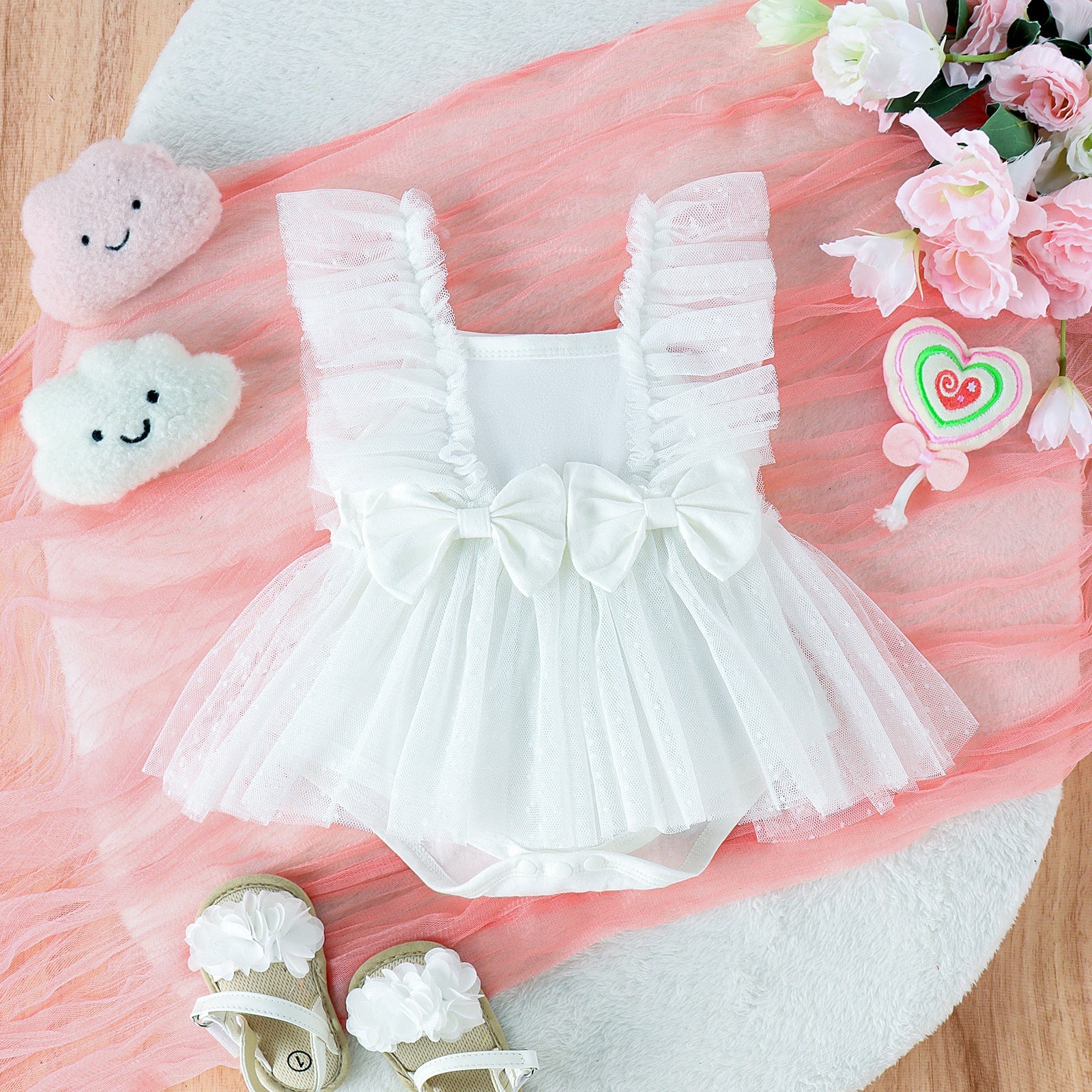 Jumpsuit Baby Net Skirt Princess Poris Dress Baby Skirt Baby Body Pants Jumpsuit Beige